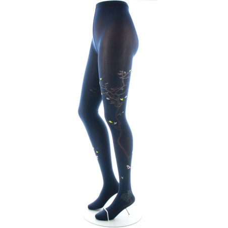 Berthe Aux Grands Pieds Collants 40D Arbre marine et Oiseaux jaunes