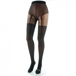 Berthe Aux Grands Pieds Collants Dentelle et Jarretière fond Noir - Image 2