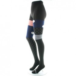 Berthe Aux Grands Pieds Collants 60D Pois Asymétriques noir et gris - Image principale