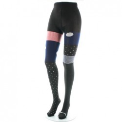 Berthe Aux Grands Pieds Collants 60D Pois Asymétriques noir et gris - Image 2