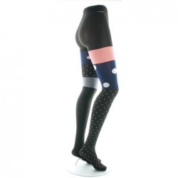 Berthe Aux Grands Pieds Collants 60D Pois Asymétriques noir et gris - Image 3