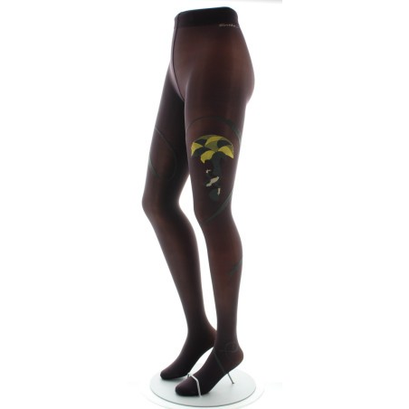 Berthe Aux Grands Pieds Collant danseuse gris et jaune fond prune