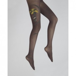 Berthe Aux Grands Pieds Collant danseuse gris et jaune fond prune - Image 5