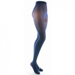 Berthe Aux Grands Pieds Collants Fantaisie Fleurs Noires Sur Fond Marine - Image 4