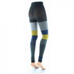 Berthe Aux Grands Pieds Collants sans pied 60d Asymétriques Anthracite et Jaune - Image 2