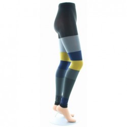 Berthe Aux Grands Pieds Collants sans pied 60d Asymétriques Anthracite et Jaune - Image 3