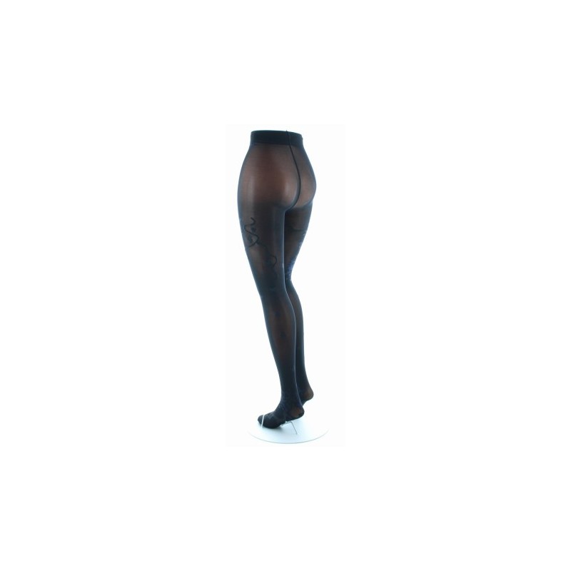 Berthe Aux Grands Pieds Collant Fantaisie Noir Ton sur Ton Papillons