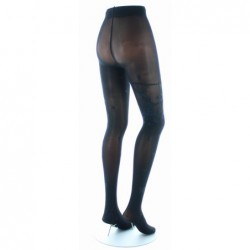 Berthe Aux Grands Pieds Collant Fantaisie Noir Ton sur Ton Papillons - Image 2