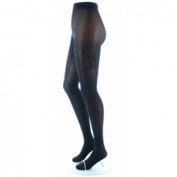 Berthe Aux Grands Pieds Collant Fantaisie Noir Ton sur Ton Papillons - Image 5