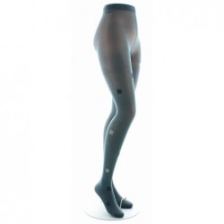 Berthe Aux Grands Pieds Collant Fantaisie Asymétrique Carrés et Ronds gris et marine sur fond bleu norvège - Image 4