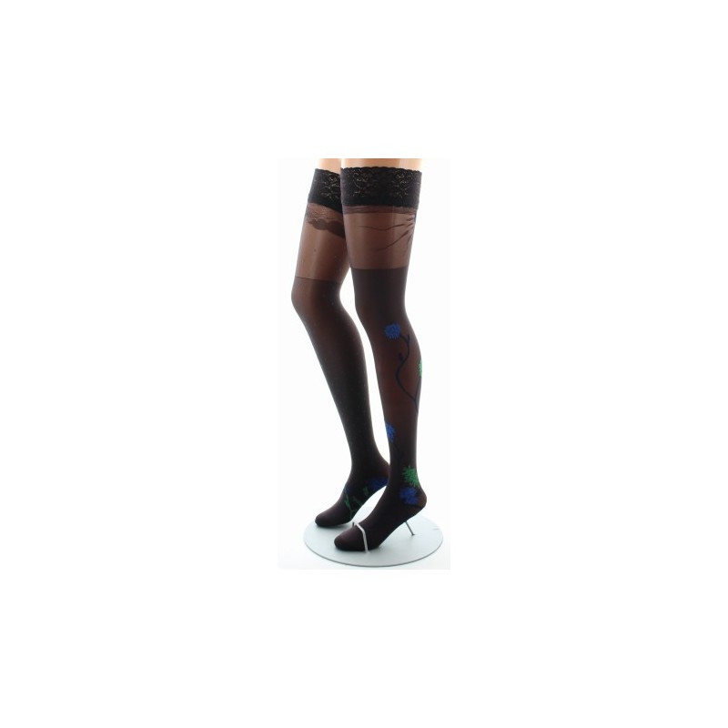 Berthe Aux Grands Pieds Bas autofixants agapanthes vert et bleu fond prune