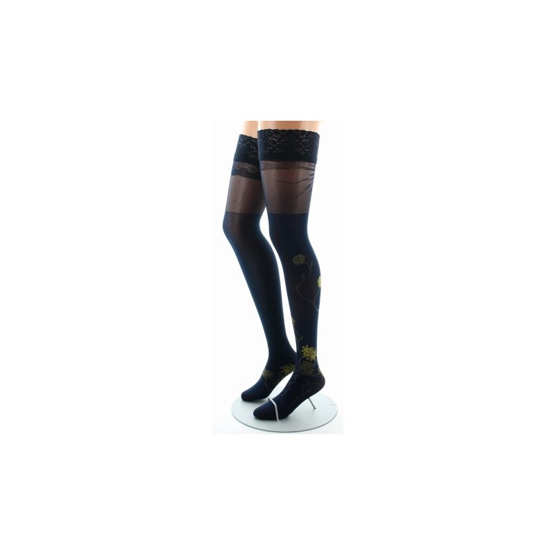 Berthe Aux Grands Pieds Bas autofixant agapanthes jaune fond marine