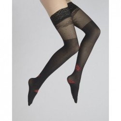 Berthe Aux Grands Pieds Bas autofixant agapanthes rouge fond noir - Image 2