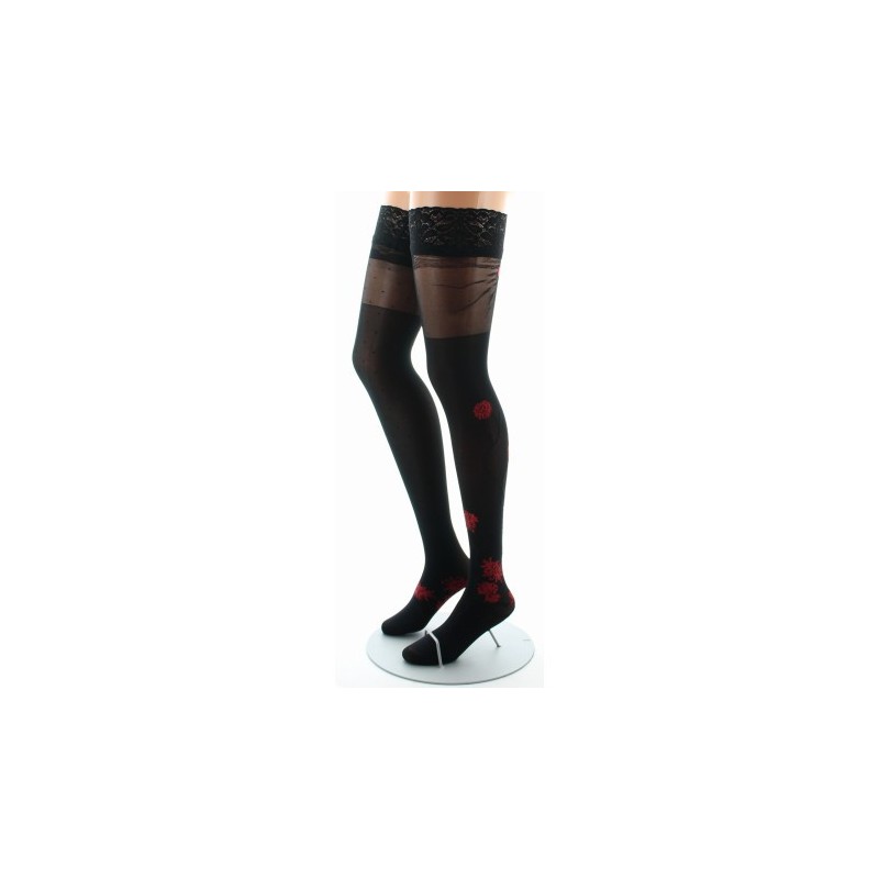 Berthe Aux Grands Pieds Bas autofixant agapanthes rouge fond noir