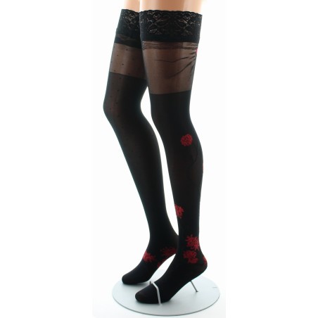 Berthe Aux Grands Pieds Bas autofixant agapanthes rouge fond noir