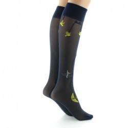 Berthe Aux Grands Pieds Mi-bas 30D marine Hirondelles jaunes - Image 5