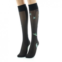 Berthe Aux Grands Pieds Mi-bas 30D noir Hirondelles vertes - Image 2
