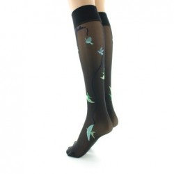 Berthe Aux Grands Pieds Mi-bas 30D noir Hirondelles vertes - Image 3