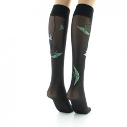 Berthe Aux Grands Pieds Mi-bas 30D noir Hirondelles vertes - Image 4