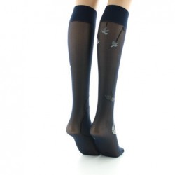 Berthe Aux Grands Pieds Mi-bas 30D marine Hirondelles grises - Image 4