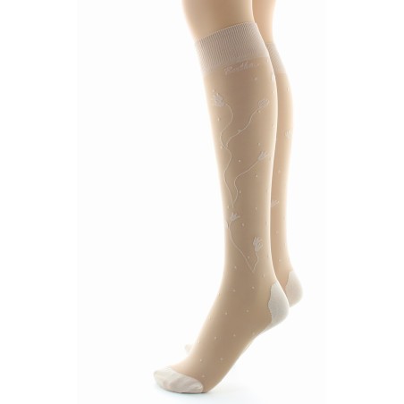 Berthe Aux Grands Pieds Mi-bas fantaisie couleur peau semelle coton