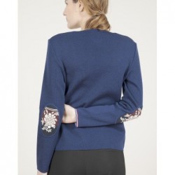 Berthe Aux Grands Pieds Pull col V femme mérinos bleu royal kimono - Image 2