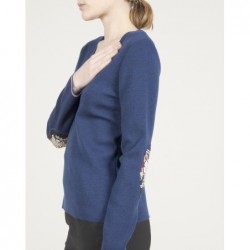 Berthe Aux Grands Pieds Pull col V femme mérinos bleu royal kimono - Image 4