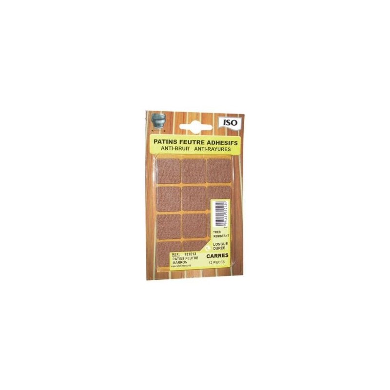 ISO Patin feutre adhésif 22x22 marron x12 sc