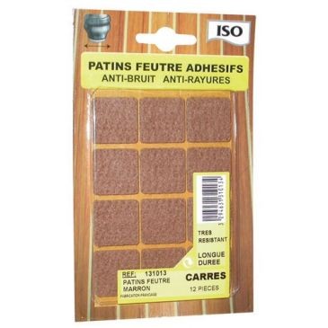 ISO Patin feutre adhésif 22x22 marron x12 sc