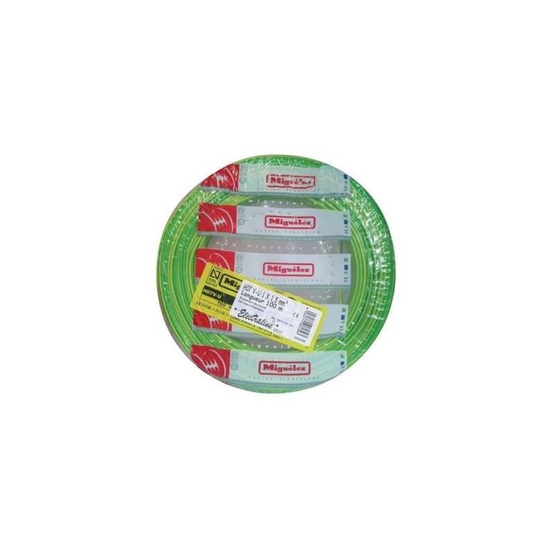 Electraline Câble H07VU 1.5 100m jaune/vert