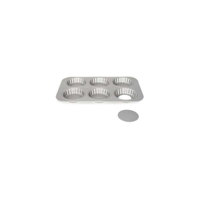 Patisse Moule 6 tartelettes 10 cm à fond amovible - Silver Top