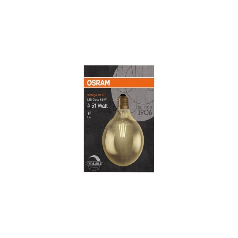 OSRAM LED filament or globe Edition 1906 125mm DIM 6.5W E27 chaud