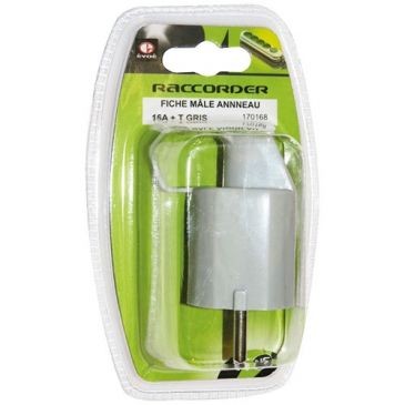 Evoe Fiche mâle anneua 10/16A + T gris