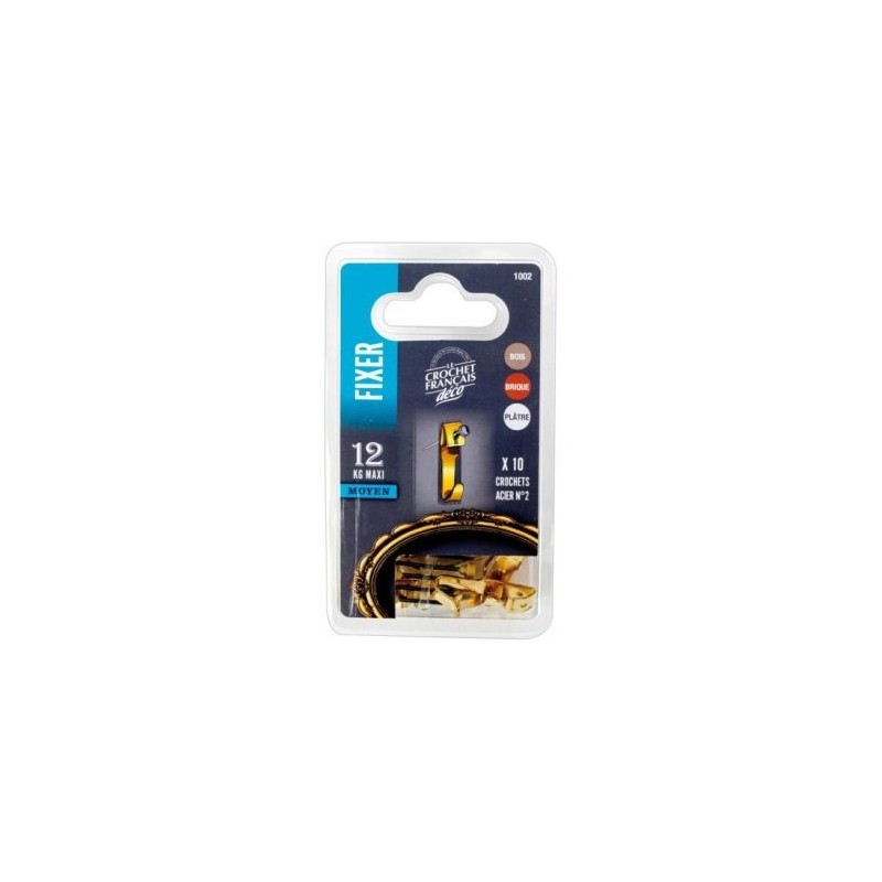 LE CROCHET FRANCAIS Crochet acier laiton n° 2 cte 10 1002