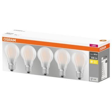 OSRAM Ampoule Led dépolie 7 W E27 chaud - Lot de 5