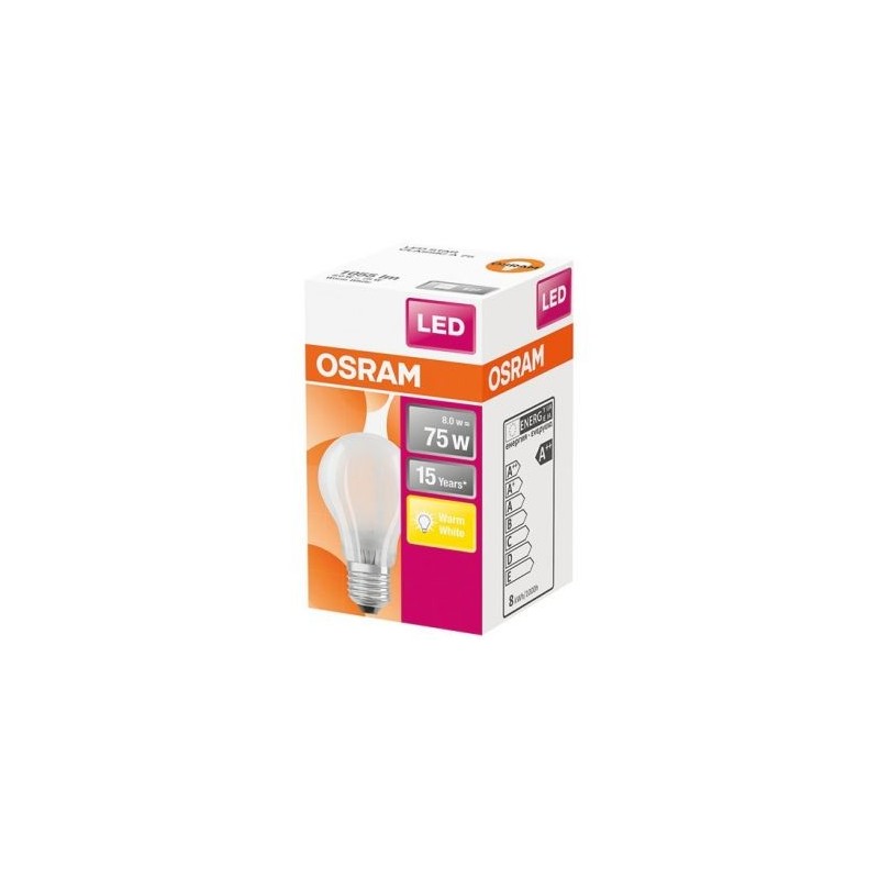 OSRAM Ampoule Led dépolie de 8 W équivalent 75 W E27 chaud