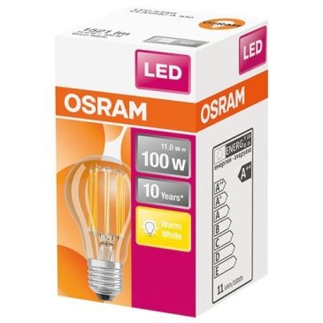 OSRAM Ampoule led standard claire filament de 11W équivalent 100 W E27 chaud