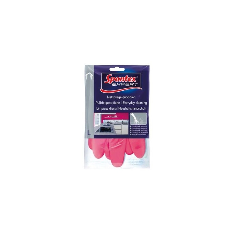 SPONTEX EXPERT Gants nettoyage latex taille 7 travaux entretien