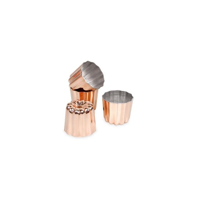 Patisse Lot de 4 moules à cannelés 4.5 cm en cuivre