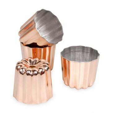Patisse Lot de 4 moules à cannelés 4.5 cm en cuivre