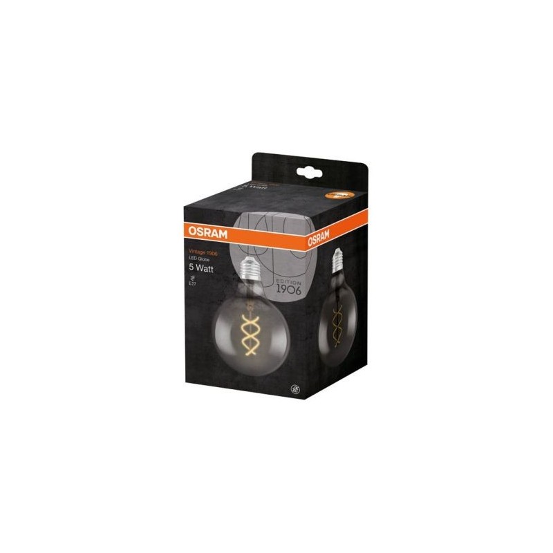 OSRAM LED globe Ed.1906 125mm clair fil spiral smoke 5W15 E27