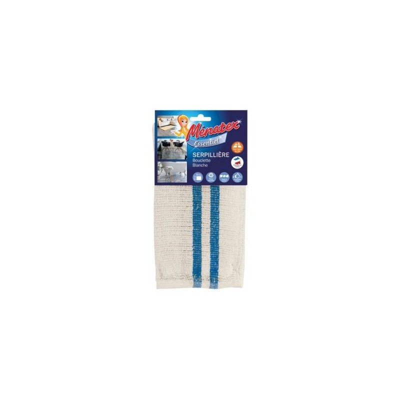 MENATEX Serpillière bouclette blanche 50x60cm