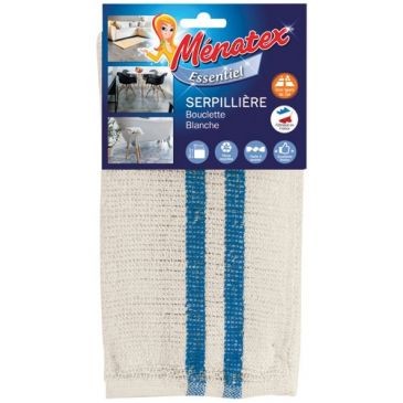 MENATEX Serpillière bouclette blanche 50x60cm