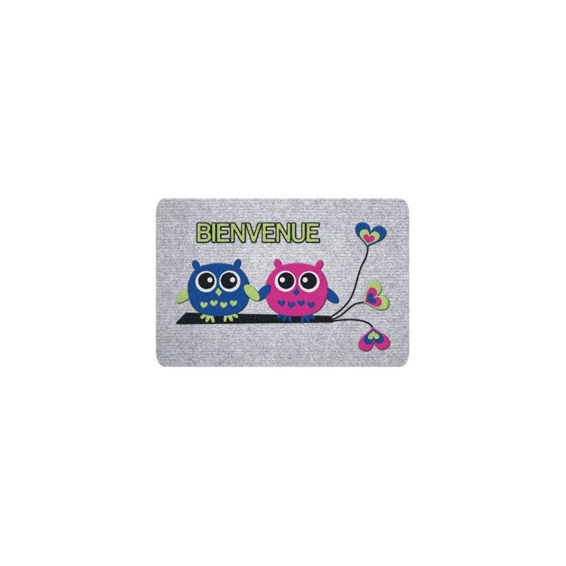 IDMAT Tapis greyflock chouettes bienvenue 40x60cm