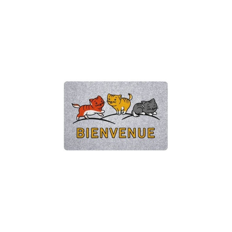 IDMAT Tapis greyflock chats bienvenue 40x60cm