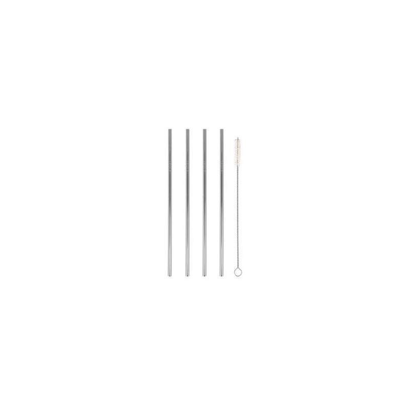 Metaltex 4 pailles droites en Inox 21 cm + goupillon