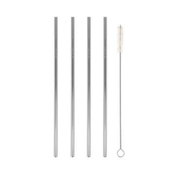 Metaltex 4 pailles droites en Inox 21 cm + goupillon