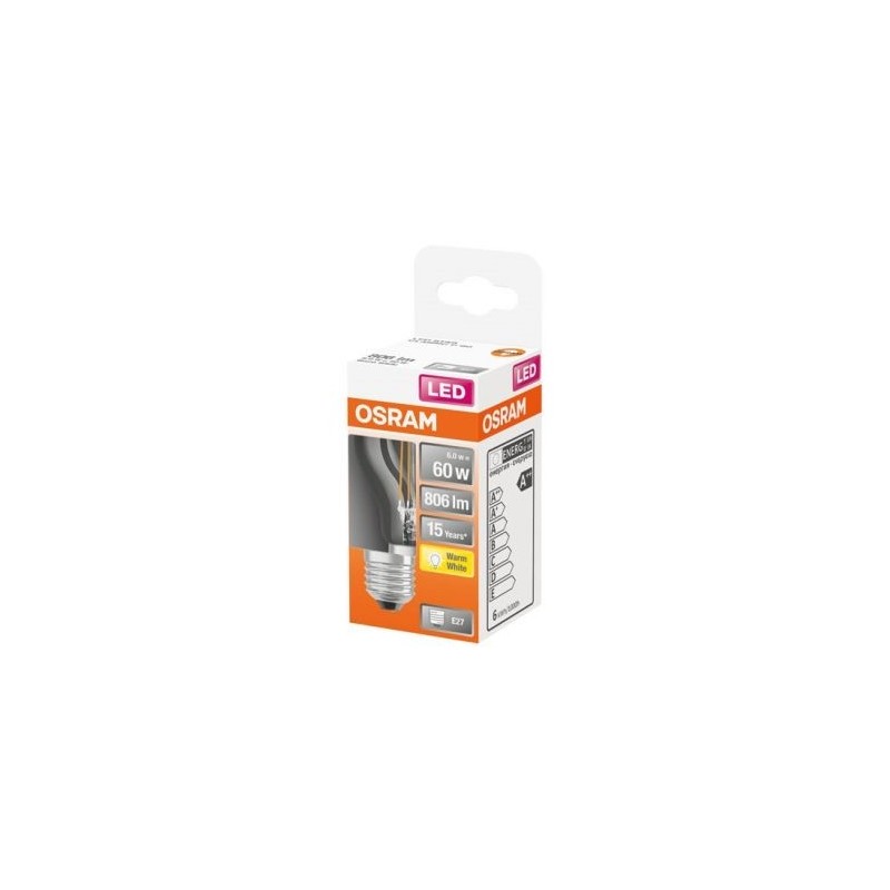 OSRAM Led sphérique clair filament 7w e27 chaud bte 1