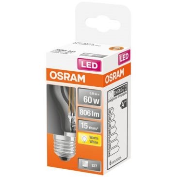 OSRAM Led sphérique clair filament 7w e27 chaud bte 1