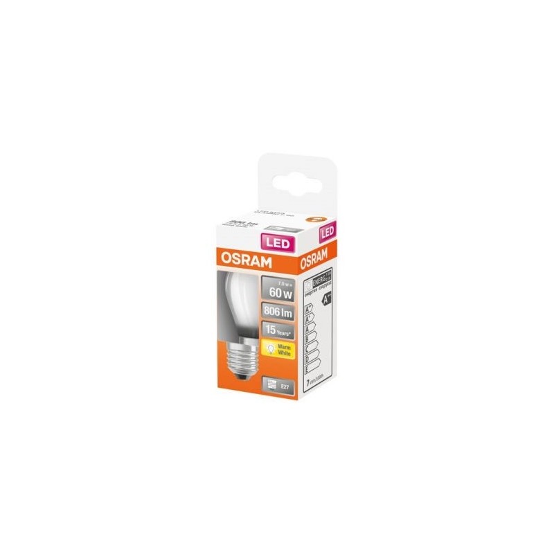OSRAM Led sphérique verre dépoli 7w e27 chaud bte 1